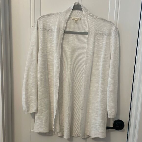 Eileen Fisher White Organic Linen & Cotton Blend Cardigan - Picture 1 of 5